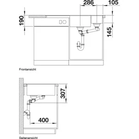 Blanco Axia III 6 S-F rechts weiß + Excenterbetätigung + InFino + Glasschneidbrett