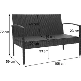 MCW Poly-Rattan Garnitur F56 4-tlg. Schwarz
