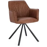 Esszimmerstuhl Breval aus Kunstleder, modern und drehbar, hellbraun, gepolstert, 4-Fuß-Gestell