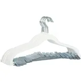 Svita 10er Set Kleiderbügel Hosenbügel mit Clips und Samt-Bezug Weiß