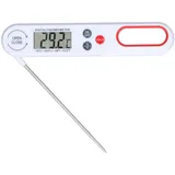 Professionelles Digitales Sofort Ablesbares Fleischthermometer für die Küche, Lebensmittelthermometer mit Hintergrundbeleuchtung und Klappbarer Sonde Zum Kochen und Grillen (Weiß)