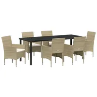 VidaXL 7-teiliges Garten-Dining-Set Beige Poly-Rattan