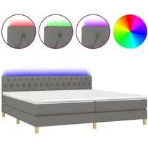 vidaXL Boxspringbett mit Matratze & LED Dunkelgrau 200x200 cm Stoff