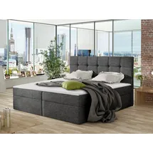Mirjan24 Boxspringbett Nele, Ehebett mit zwei Bettkästen, Doppelbett mit Topper (Farbe: Muna 10, Größe: 160x200 cm) - Dunkelgrau