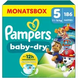 Pampers Baby-Dry Paw Patrol Edition Größe 5, 186 Windeln, 11kg-16kg, Bis zu 100% Auslaufsicher & Komfortable Nacht