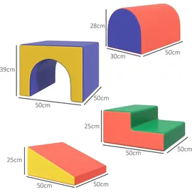 Homcom 4er-Set Schaumstoff Bausteine Riesenbausteine Bauklötze Bauspielzeug Schaumstoffblöcke für 1-3 Jahre alt Kinder Kunstleder EPE