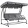 Outsunny Hollywoodschaukel mit Liegefunktion, 3-Sitzer Gartenschaukel mit Verstellbarem Dach, Beistelltisch, wasserabweisender Schaukelbank belastbar bis 340kg, für Garten, 200x120x164cm, Hellgrau