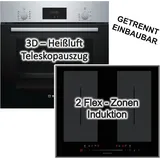 Bosch Herdset Bosch Backofen mit Kochfeld Flächeninduktion 60cm autark Teleskopauszug