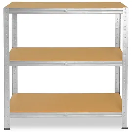 shelfplaza HOME 100x80x45 cm Schwerlastregal in verzinkt mit 3 Böden und 175 kg Traglast pro Boden