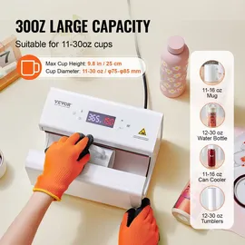 Vevor automatische Tumbler-Hitzepresse Sublimationsbecher, 325-887ml Weiß