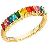 FIRETTI Fingerring "Schmuck Geschenk Silber 925 Silberring Multi" Gr. 56, gold (gelbgoldfarben, mehrfarbig, bunt), Fingerringe, Damen, 56, Silber 925 (Sterlingsilber), 2,3mm, mit Zirkonia (synth.)