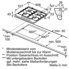 Bosch HERDSET BOSCH Backofen 3D-Heißluft EEK A+ Gaskochfeld autark 60cm NEU - Silber