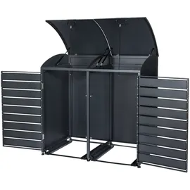 Zelsius Mülltonnenbox mit abgerundetem Deckel für drei 120 - 240 Liter Mülltonnen, Anthrazit RAL7016 - Zelsius