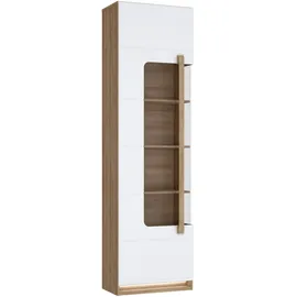 Forte Vitrine FORTE "Attention", rivera eiche, weiß glanz, B:60,2cm H:210cm T:34,3cm, Spanplatte, Schränke, Vitrine, Vitrine inkl. Beleuchtung, Höhe 210 cm, Soft Close, Glastüre