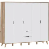Forte Drehtürenschrank Vankka 228,8 x 201,5 x 52,7 cm Beige