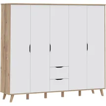 Forte Drehtürenschrank Vankka 228,8 x 201,5 x 52,7 cm Beige