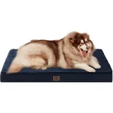 EHEYCIGA Orthopädisches Hundebett XXL Grosse Hunde 120x74x9cm, Hundekissen Waschbar Flauschig, Hundematte Hundematratze für Kiste, Marine Blau