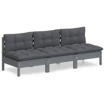 vidaXL 3-Sitzer-Gartensofa grau