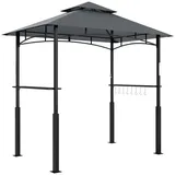 Grillpavillon - Gartenpavillon für Grill - 243x148x248 cm - Mit Beleuchtung und Gewürzregalen - Feuerfeste Metall-Kunststoff-Konstruktion - Schwarz - Schwarz