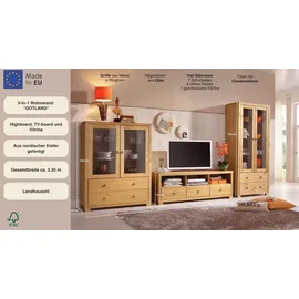 OTTO home Wohnwand Gotland, (Set, 3-St), bestehend aus 1 Highboard, 1 TV-Lowboard und 1 Vitrine beige