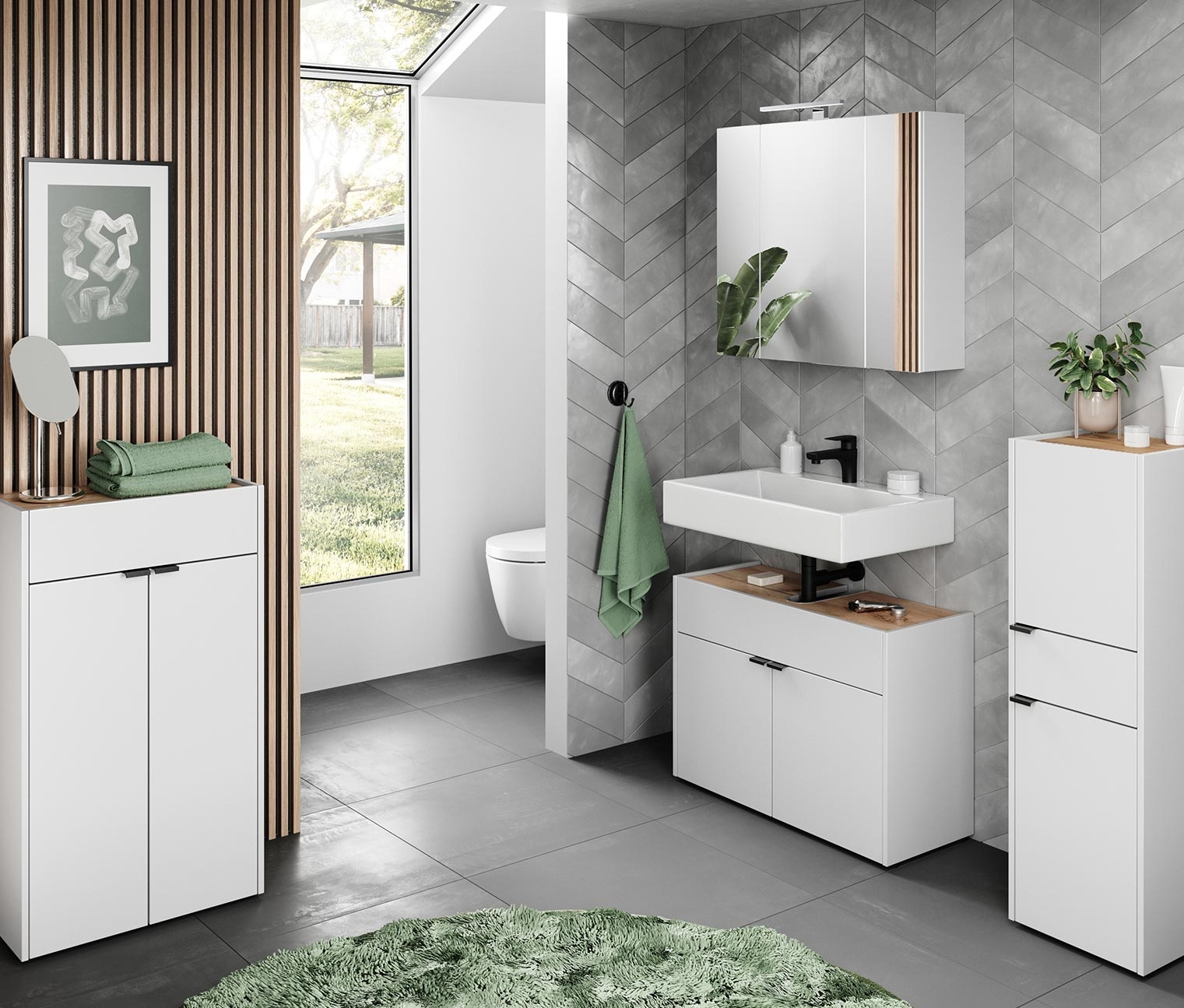 Produktbild Tchibo - Waschbecken-Unterschrank »Aalborg« - 80x34x60cm - schwarz - Holz