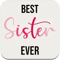 Untersetzer aus Kork – Best Sister Ever Beste Schwester Rosa – 1 Stück (95 x 95 mm)