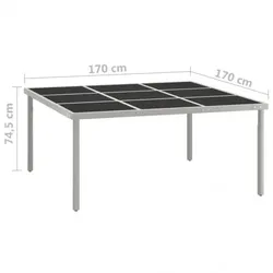 Garten-Esstisch Glas und Stahl| vidaXL : Farbe - Schwarz und Grau
