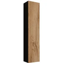 Mirjan24 Hängevitrine, Schwarz, Eiche Wotan, Holzwerkstoff, Rechteckig, 40x180x30 cm, Wohnzimmer, Wohnwände, Vitrinenschränke