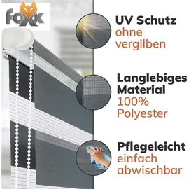Foxx Doppelrollo Klemmfix 110 x 140 cm grau