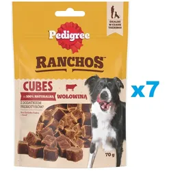 PEDIGREE Ranchos Cubes 7x70g: Zusatzfutter für adulte Hunde mit Rindfleisch