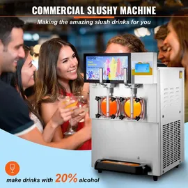 Vevor 8 L x 2 Kommerzielle Slusheis Maschine, Slushgerät mit 26~32 L/Std. Slush Slushy Maschine, 1800 W Slush Maker Maschine 94 kg Slush-Eismaschine Edelstahl Slushy Maschine 570 × 680 × 925 mm