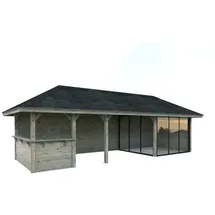 Palmako Pavillon Bianca 24,9 m2 Set 215 Slide - 28 mm grau tauchgrundiert