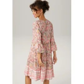 Aniston CASUAL Tunikakleid Fantasievolles Muster Braun/Orange/Pink/Rosa 48