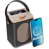MAJORITY Little Shelford DAB Plus Radio | Küchenradio UKW mit Bluetooth | Radio Batteriebetrieben mit 15 Stunden Wiedergabezeit oder Steckdosenradio | Mini Digitalradio mit Doppelalarm (Schwarz)