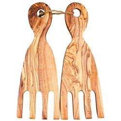 Levandeo® Salatbesteck, Salathände Olivenholz ca. 18x7cm Salatbesteck Servierbesteck