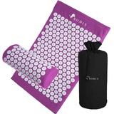 ROMIX Akupressurmatte mit Kissen, Akupressur Set von Yogamatte, Akupressurkissen und Tasche, Spike Massagematte zur Durchblutung, Entspannung Kopf/Nacken/Rücken, Stressabbau, Männer, Frauen