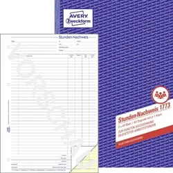 1773 Stunden-Nachweis, A4, selbstdurchschreibend, 2x 40 Blatt - weiß
