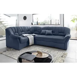 DOMO collection Ecksofa »Bahia, zeitlos und elegant, bequeme Armlehnen, L-Form« wahlweise mit Bettfunktion blau