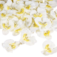 40 Stück Orchideen Dekorationen Orchideen Kunstblumen Orchideenköpfe Blumen Kunstseide Phalaenopsis Blütenköpfe für DIY Handwerk Zuhause Hochzeit Party (weiß)