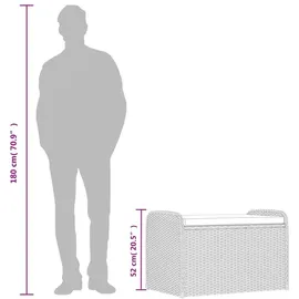vidaXL Sitzbank mit Stauraum & Kissen Schwarz 80x51x52 cm Poly Rattan