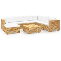 vidaXL 8-tlg. Garten-Lounge-Set mit Kissen Massivholz Teak