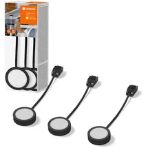 LEDVANCE Undercabinet Spot Puck 65mm 3 x 3W Schwarz Spotleuchten für Unterschrankbeleuchtung warmweißes Licht