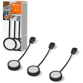 LEDVANCE Undercabinet Spot Puck 65mm 3 x 3W Schwarz Spotleuchten für Unterschrankbeleuchtung warmweißes Licht