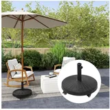OKWISH Schirmständer Sonnenschirmständer 25 kg mit Rollen Rattanoptik Ø52 x 41 cm (1 St., Schirmfuß für Ø38/48 mm Sonnenschirm Kunstharz Metall Garten), Schirmhalter mobil mit Rollen Balkon Terrasse Outdoor Einsatz schwarz