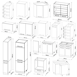 Vicco Winkelküche Fame-Line L-Form 257 x 347 cm Anthrazit/Weiß
