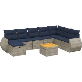 vidaXL Gartensofa-Set mit Kissen, grau, Polyrattan