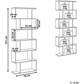 Beliani Bücherregal 70 x 24 x 191 cm Braun