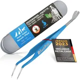 BluePet Profi Zeckenpinzette, Zeckenhaken, Zeckenzange mit Case, Zeckenentferner