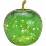 Spetebo LED Glas Apfel 16 cm - Grün - Deko Frucht in Bruchglas Optik Batterie betrieben mit Timer