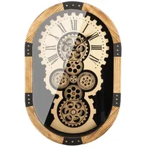 Gilde Wanduhr LADO Wanduhr - gold, schwarz - Kunststoff, Metall - H.58cm x B.38,5cm (Wanddekoration - Wohnzimmer - Uhr an der Wand) goldfarben|schwarz